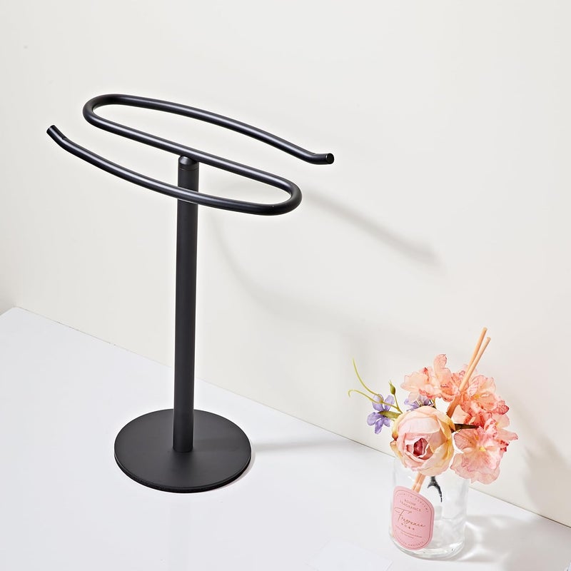 BTHRMHW Matte Black Hand Towel Holder Stand,13 Inch Free-Standing Towel Rack, SUS304 Stainless Steel Towel Bar Rack Stand, Tower Bar for Bathroom Kitchen Vanity Countertop… - Image 3